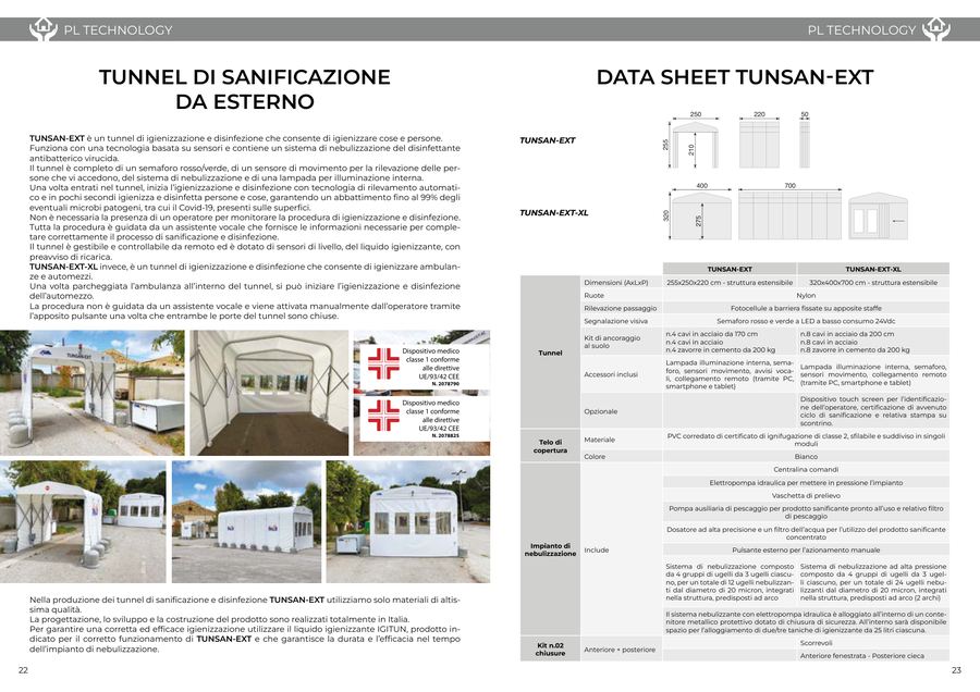 Tunnel di sanificazione da esterno