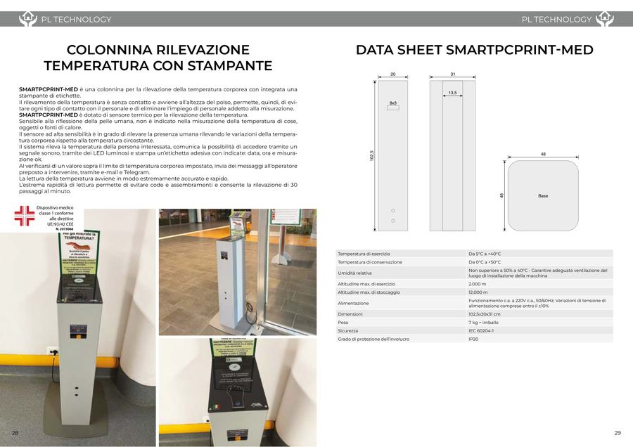 Colonnina rilevazione temperatura con stampante