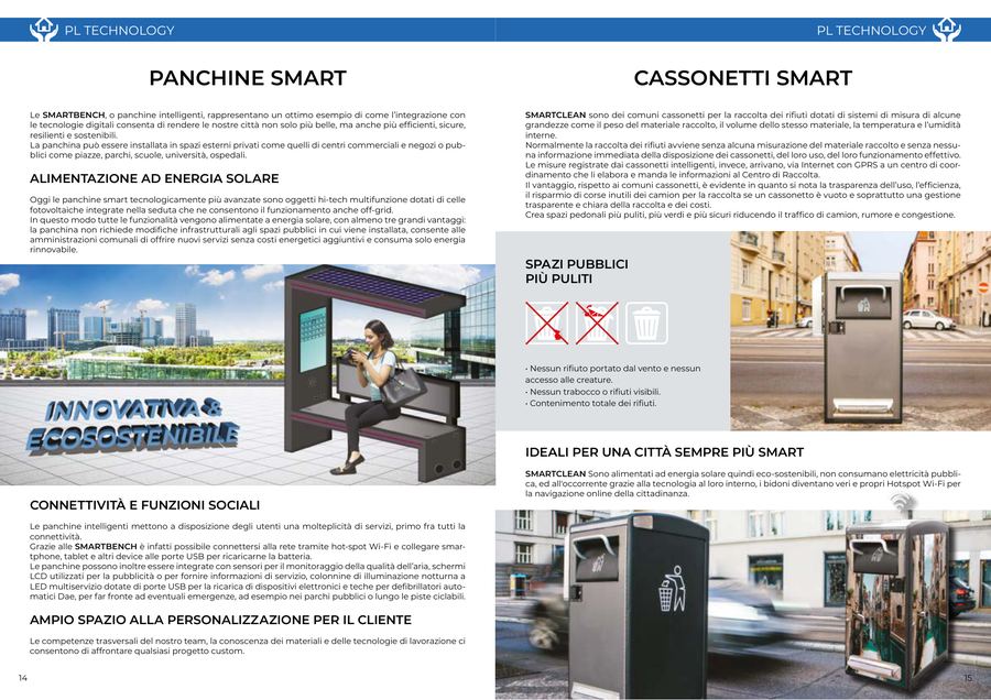 Panchine e cassonetti smart